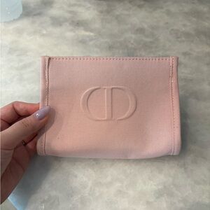 Pink Canvas Pouch with Embossed Logo